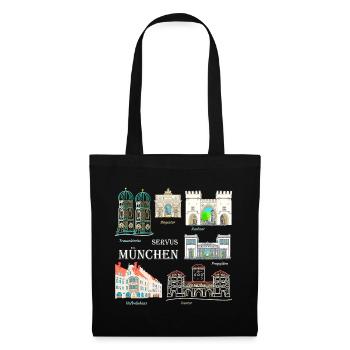 Munich, Hand Drawing Landmark, Bavaria - Tote Bag - black - Front