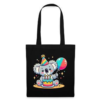 Koala Kid Celebrating Birthday - Stoffbeutel - Schwarz - Vorne