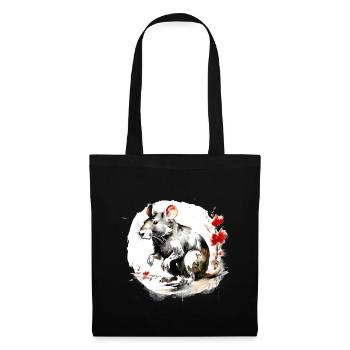 Signe du zodiaque chinois Rat - Sac en tissu - noir - Devant