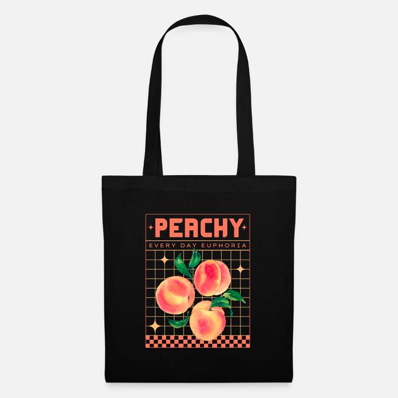 Peachy Euphoria – Retro Fruit Aesthetics - Tote Bag - black