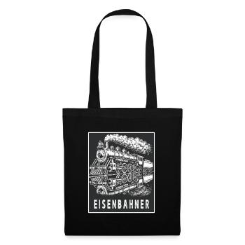 Locomotive à vapeur cheminot Retro - Sac en tissu - noir - Devant