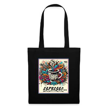 Espresso Graffiti Kaffee Design - Stoffbeutel - Schwarz - Vorne
