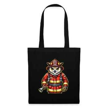Hibou des pompiers – Le courage rencontre la sagesse - Sac en tissu - noir - Devant