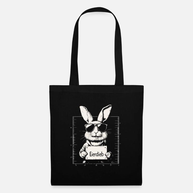 Hase Eierdieb Osterhase Mugshot Polizeifoto Ostern - Stoffbeutel - Schwarz