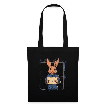 Hase Eierdieb Osterhase Mugshot Polizeifoto Ostern - Stoffbeutel - Schwarz - Vorne