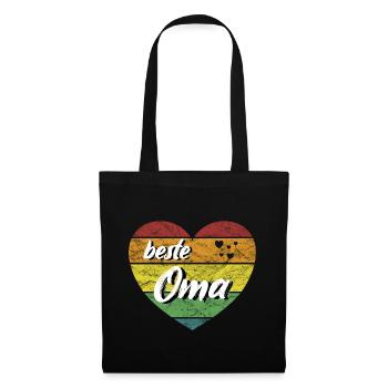 beste Oma Geschenk Lieblingsoma Herz retro vintage - Stoffbeutel - Schwarz - Vorne
