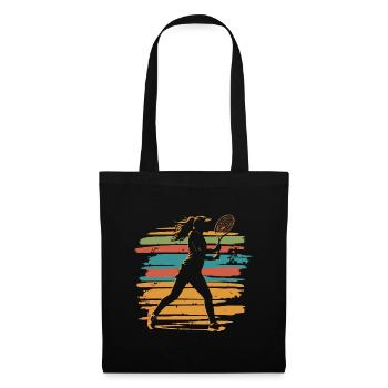 Tennis Frauen vintage Tennisspielerin Muttertag - Stoffbeutel - Schwarz - Vorne