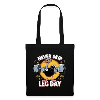 Jambe jour autruche jambe entraînement drôle Gym cadeau - Sac en tissu - noir - Devant