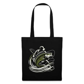 Pêche pêcheur perche poisson géant vert olive cadeau - Sac en tissu - noir - Devant
