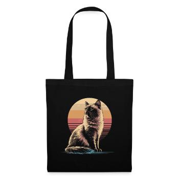 Silhouette de chat birman Vintage Sunset - Sac en tissu - noir - Devant
