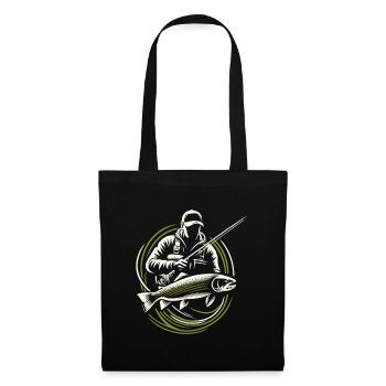 Fishing Angler Trout Giant Fish Gift - Tote Bag - black - Front