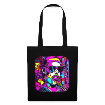 Neon Style UV Glow Party Trend - Stoffbeutel - Schwarz - Vorne