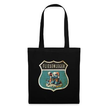 Fliesenleger Wappen Design - Stoffbeutel - Schwarz - Vorne