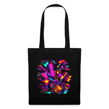 Neon Farben Bunt Kreativ Style Glow - Stoffbeutel - Schwarz - Vorne