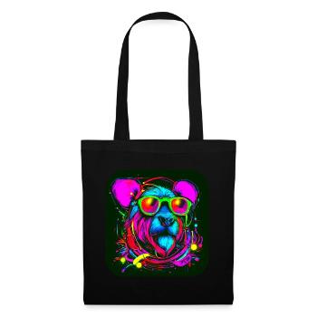 Neon Style Bär Leuchtreklame Glow - Stoffbeutel - Schwarz - Vorne