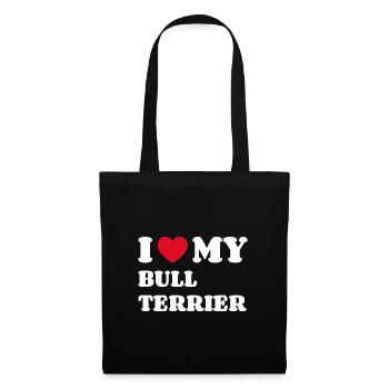 I Love My Bull Terrier Bullterrier Hundebesitzer - Stoffbeutel - Schwarz - Vorne