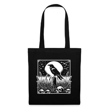 Corbeau Crâne de pleine lune - Sac en tissu - noir - Devant