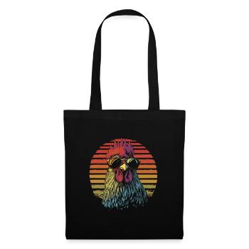 Poulet avec lunettes de soleil vintage - Sac en tissu - noir - Devant