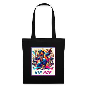 Hip-Hop Vibes – Rappeur avec micro - Sac en tissu - noir - Devant