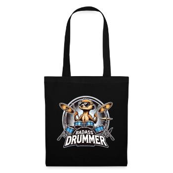 Knallharter Schlagzeuger Erdmännchen cool Geschenk - Stoffbeutel - Schwarz - Vorne