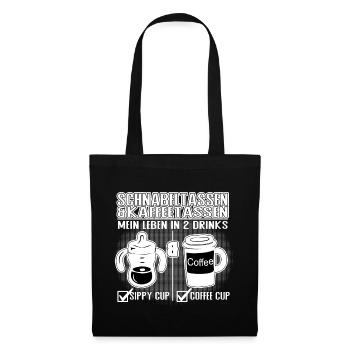 Schnabeltasse und Kaffeetasse Eltern Humor Design - Stoffbeutel - Schwarz - Vorne