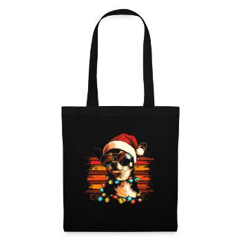 Cooler Chihuahua Weihnachten Weihnachtsfeier - Stoffbeutel - Schwarz - Vorne