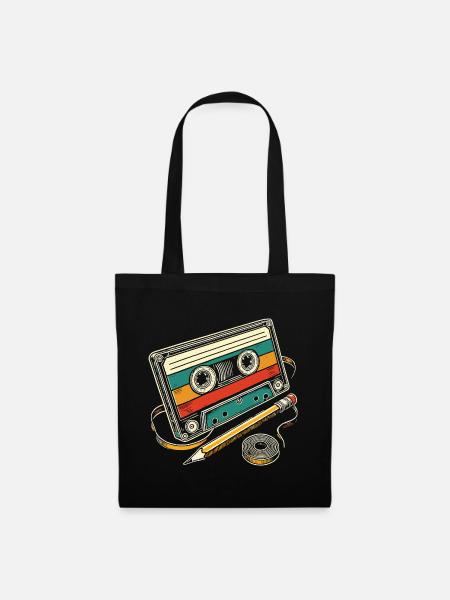 Vintage-Kassette - Stoffbeutel - Schwarz