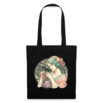 Stricken Frau Art Nouveau Geschenk - Stoffbeutel - Schwarz - Vorne