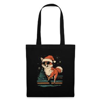 Renard avec chapeau de Père Noël et lunettes de soleil - Sac en tissu - noir - Devant