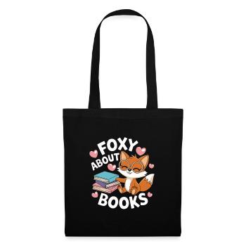 Cute Fox with Books Funny Saying - Tote Bag - black - Front