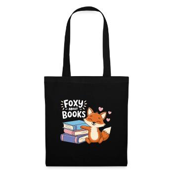 Cute Fox with Books Funny Saying - Tote Bag - black - Front