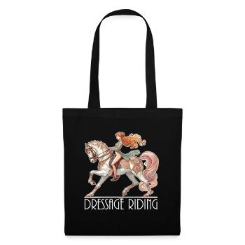 Dressurreiten Reiten Pferd edel dynamisch Geschenk - Stoffbeutel - Schwarz - Vorne