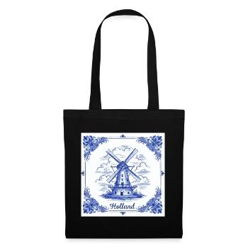 Delft blue windmill tile - Tote Bag - black - Front