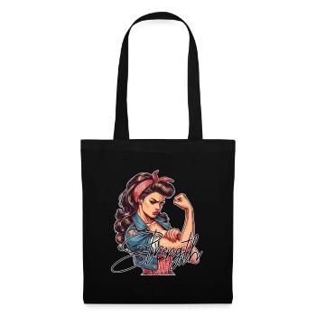 Strength Strong Woman Rockabilly Gift - Tote Bag - black - Front