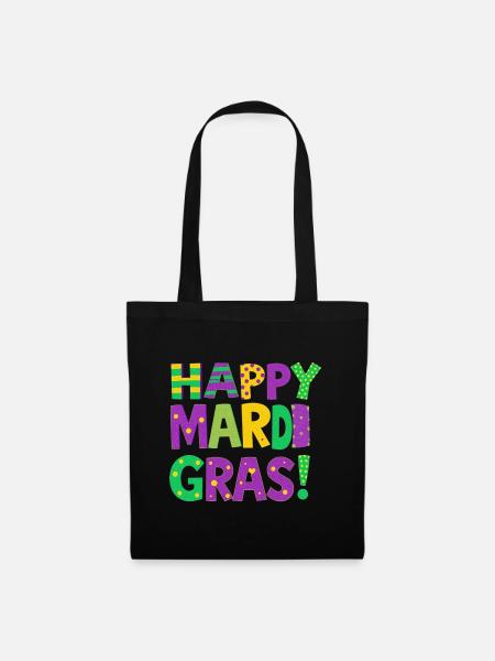 Happy Mardi Gras - Stoffbeutel - Schwarz