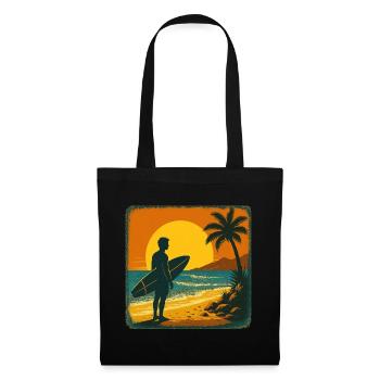 Surfer Surfen Cool Retro Surfer Vintage Surf - Stoffbeutel - Schwarz - Vorne