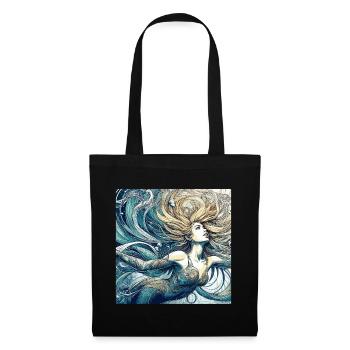 Sirène Sirène Blonde Art Nouveau Cadeau - Sac en tissu - noir - Devant