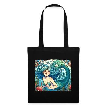 Sirène Sirène Cheveux Bleus Art Nouveau Cadeau - Sac en tissu - noir - Devant