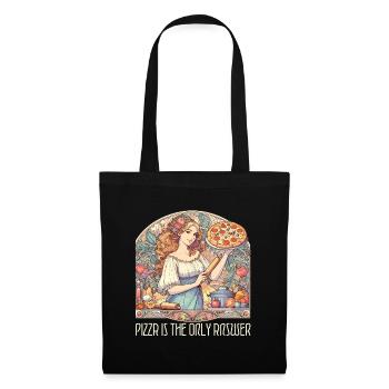 La pizza est la seule réponse Cadeau drôle - Sac en tissu - noir - Devant