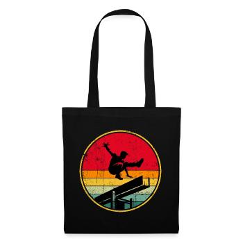 Retro Skater Silhouette on Sunset Stripes - Tote Bag - black - Front