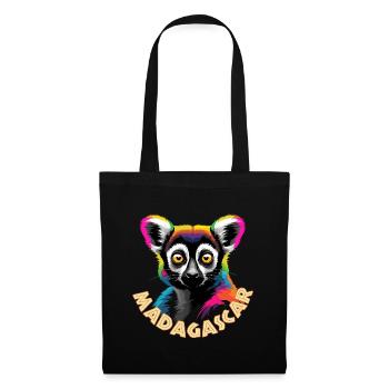 Lemur von Madagaskar - Stoffbeutel - Schwarz - Vorne