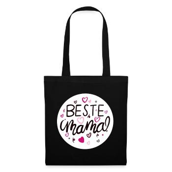 Liebevolles Mama-Design mit Herzmotiven - Stoffbeutel - Schwarz - Vorne