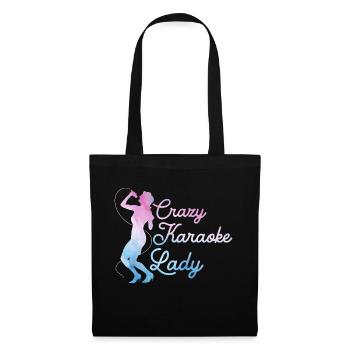 Crazy Karaoke Lady Singer Singing - Stoffbeutel - Schwarz - Vorne