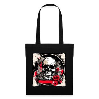 Totenschädel Tattoo Heavy Metal Rocker - Stoffbeutel - Schwarz - Vorne