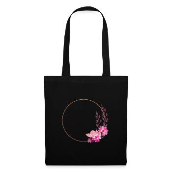 Gold frame with pink-red flowers – noble & playful - Tote Bag - black - Front
