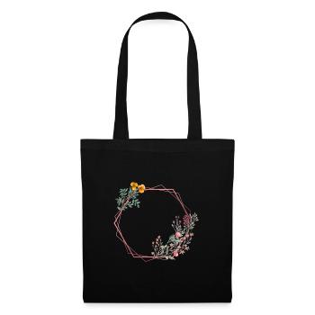 Hexagon decorated with flowers - Tote Bag - black - Front