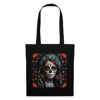 Santa Muerte femme mexicaine tête de mort design - Sac en tissu - noir - Devant