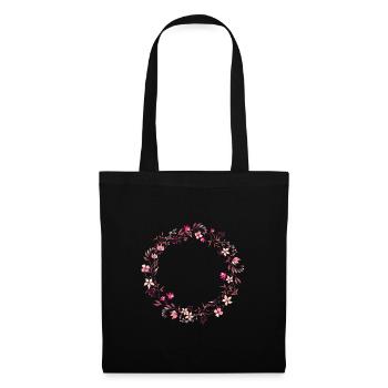Flower wreath in pink, pink and violet - delicate & round - Tote Bag - black - Front