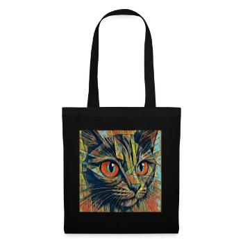 Farbenfrohe Katzenaugen ART - Stoffbeutel - Schwarz - Vorne