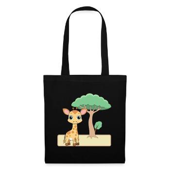 Cute Baby Giraffe Near a Tree (v02) - Tote Bag - black - Front